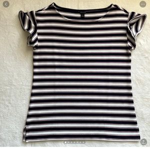 Ann Taylor Striped Flutter Sleeve Top size S